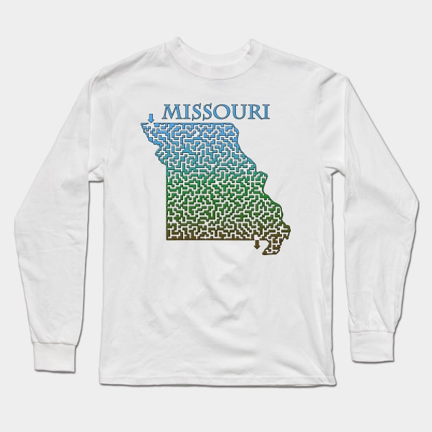 State of Missouri Colorful Maze Long Sleeve T-Shirt by gorff